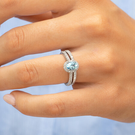 Bridal Set with 0.50 Carat TW of Diamonds & Aquamarine in 14kt White Gold Bridal Set with 0.50 Carat TW of Diamonds & Aquamarine in 14kt White Gold