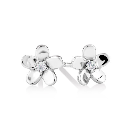 Flower Stud Earrings with Cubic Zirconia in Sterling Silver Flower Stud Earrings with Cubic Zirconia in Sterling Silver