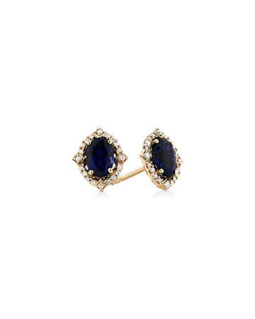 Earrings with Laboratory Created Sapphire & Natural Diamonds in 10kt Yellow Gold Earrings with Laboratory Created Sapphire & Natural Diamonds in 10kt Yellow Gold