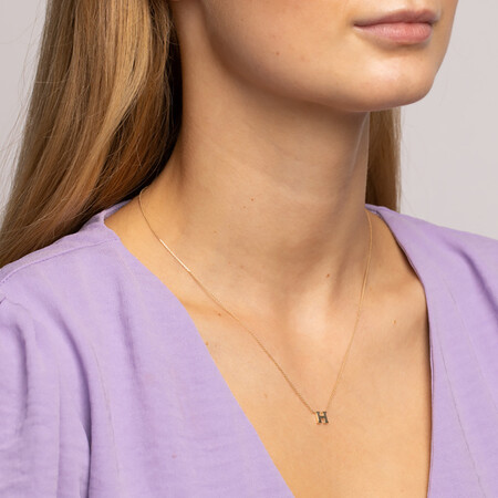 "H" Initial Necklace in 10ct Yellow Gold "H" Initial Necklace in 10ct Yellow Gold