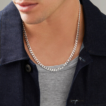 55cm (22") 6mm-6.5mm Width Curb Chain in Sterling Silver 55cm (22") 6mm-6.5mm Width Curb Chain in Sterling Silver