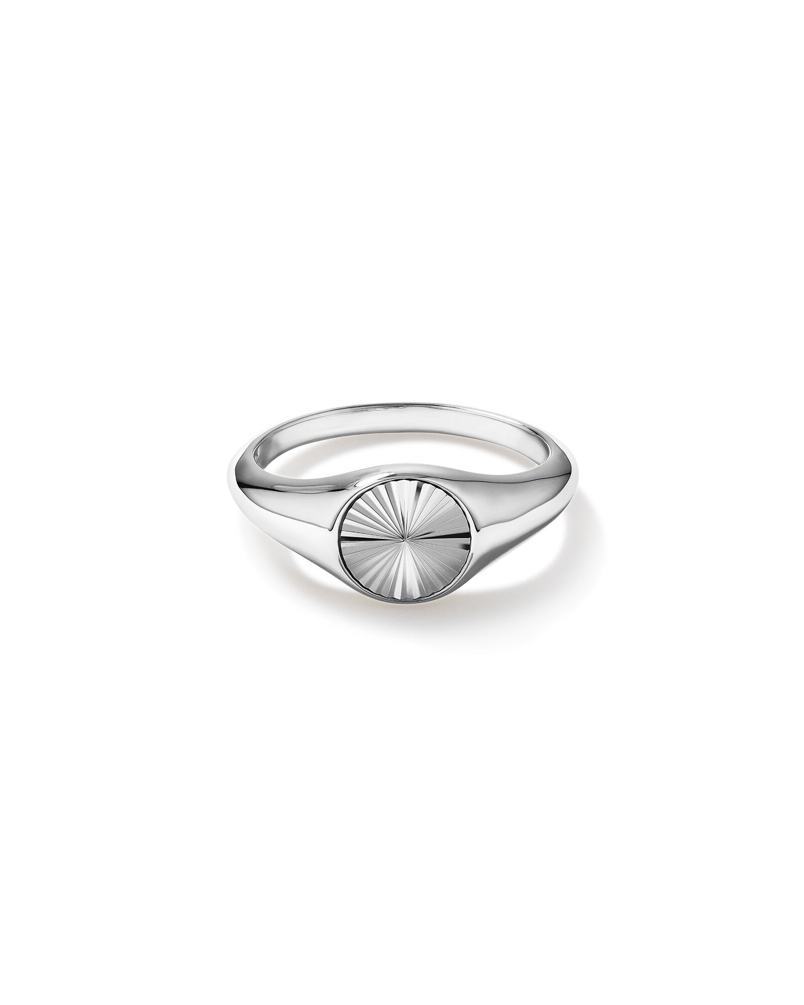 Sunray Round Signet Ring in Sterling Silver