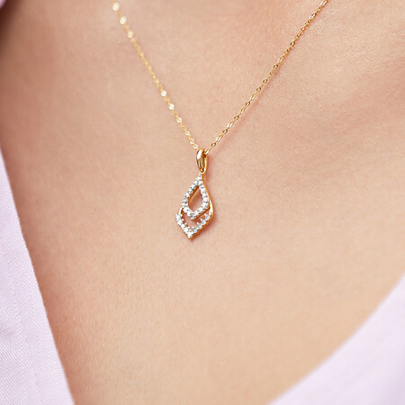 Teardrop Pendant with 0.15 Carat TW of Diamonds in 10ct Yellow Gold Teardrop Pendant with 0.15 Carat TW of Diamonds in 10ct Yellow Gold