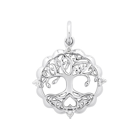 Tree of Life Motif Pendant with Diamonds in Sterling Silver Tree of Life Motif Pendant with Diamonds in Sterling Silver
