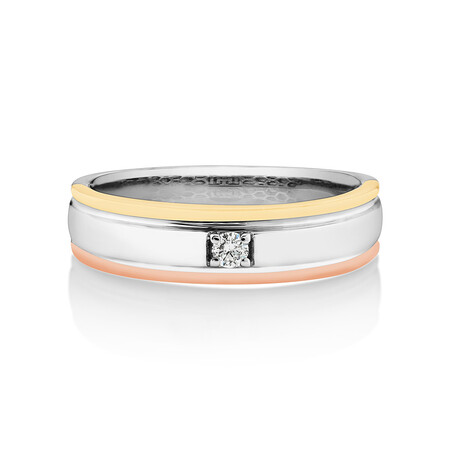 Tritone Duo Ring with Diamonds in 10kt White, Yellow & Rose Gold Tritone Duo Ring with Diamonds in 10kt White, Yellow & Rose Gold