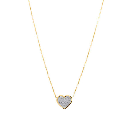 Heart Necklace and Glitter Earrings Set in 10ct Yellow Gold Heart Necklace and Glitter Earrings Set in 10ct Yellow Gold