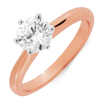 Certified Solitaire Engagement Ring with 1 Carat TW Diamond in 18ct Rose & White Gold Certified Solitaire Engagement Ring with 1 Carat TW Diamond in 18ct Rose & White Gold