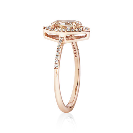 Halo Ring with Morganite & 0.20 Carat TW of Diamonds in 10kt Rose Gold Halo Ring with Morganite & 0.20 Carat TW of Diamonds in 10kt Rose Gold