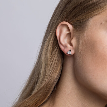 Stud Earrings with Cubic Zirconia in Sterling Silver Stud Earrings with Cubic Zirconia in Sterling Silver