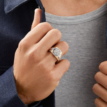 Men's Ring with 1/4 Carat TW of Diamonds in 10ct Yellow & White Gold Men's Ring with 1/4 Carat TW of Diamonds in 10ct Yellow & White Gold