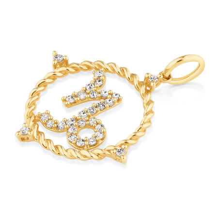 Capricorn Zodiac Pendant with 0.20 Carat TW of Diamonds in 10ct Yellow Gold Capricorn Zodiac Pendant with 0.20 Carat TW of Diamonds in 10ct Yellow Gold