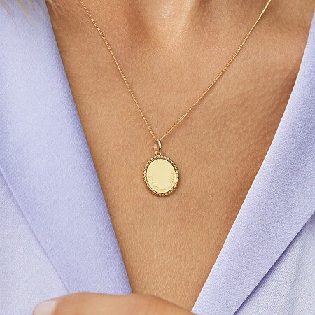 Disc Engraved Pendant in 10kt Yellow Gold Disc Engraved Pendant in 10kt Yellow Gold
