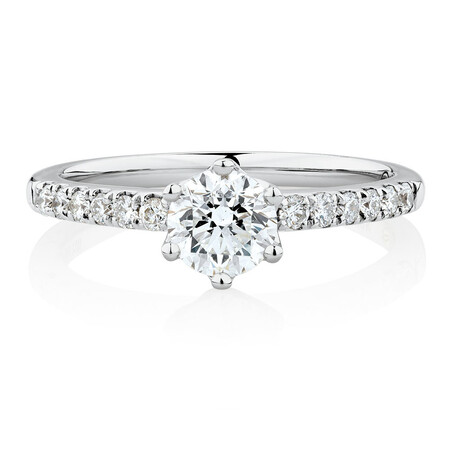 Whitefire Solitaire Engagement Ring With 0.88 Carat TW of Diamonds in 18ct White & 22ct Yellow Gold Whitefire Solitaire Engagement Ring With 0.88 Carat TW of Diamonds in 18ct White & 22ct Yellow Gold