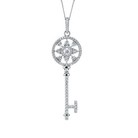 Key Pendant with Cubic Zirconia in Sterling Silver Key Pendant with Cubic Zirconia in Sterling Silver