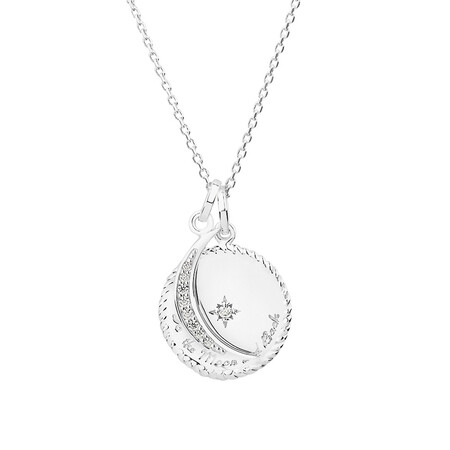 To the Moon & Back Pendant with Cubic Zirconia in Sterling Silver