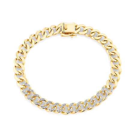 Cuban Link Bracelet with 0.33 Carat TW of Diamonds in 10kt Yellow Gold Cuban Link Bracelet with 0.33 Carat TW of Diamonds in 10kt Yellow Gold
