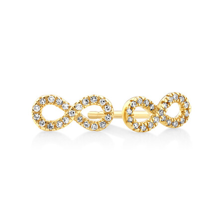 Mini Infinity Earrings with Diamonds in 10kt Yellow Gold Mini Infinity Earrings with Diamonds in 10kt Yellow Gold