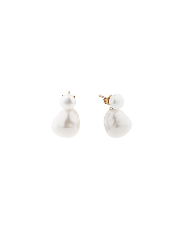 6-6.5mm Bar Drop Earrings with Cultured Freshwater Baroque Pearls in 10kt Yellow Gold 6-6.5mm Bar Drop Earrings with Cultured Freshwater Baroque Pearls in 10kt Yellow Gold