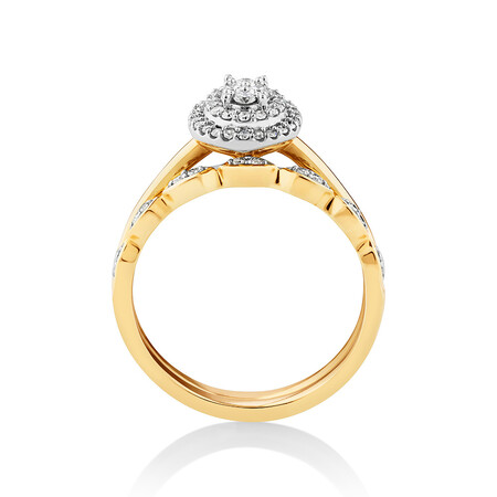 Evermore Double Halo Bridal Set with 0.25 Carat TW of Diamonds in 10ct Yellow & White Gold Evermore Double Halo Bridal Set with 0.25 Carat TW of Diamonds in 10ct Yellow & White Gold