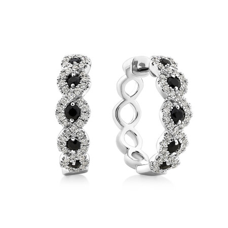 Earrings with Sapphire & 0.55 Carat TW Diamonds in 14kt White Gold Earrings with Sapphire & 0.55 Carat TW Diamonds in 14kt White Gold