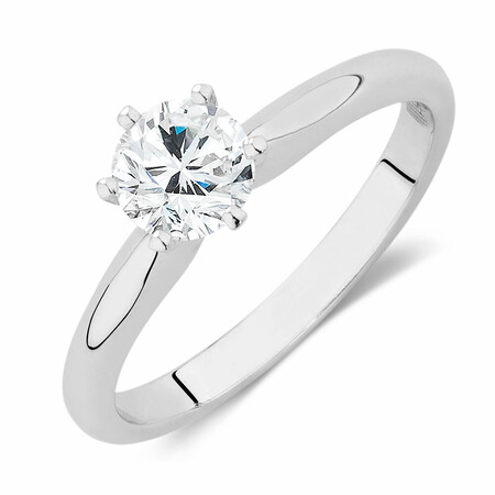 Certified Solitaire Engagement Ring with a 3/4 Carat TW Diamond in 18kt White Gold