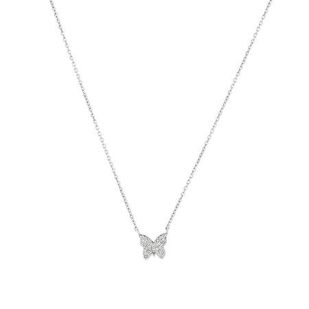 Butterfly Necklace with Diamonds in Sterling Silver Butterfly Necklace with Diamonds in Sterling Silver