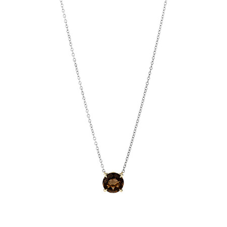 Necklace with Smokey Quartz in Sterling Silver and 10kt Yellow Gold Necklace with Smokey Quartz in Sterling Silver and 10kt Yellow Gold