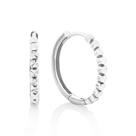 15mm Huggie Earrings in 10kt White Gold 15mm Huggie Earrings in 10kt White Gold
