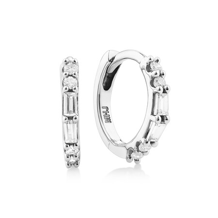 Hoop Earrings with Diamonds in 10ct White Gold Hoop Earrings with Diamonds in 10ct White Gold
