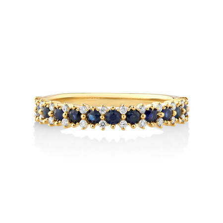 Ring with Sapphire & 0.12 Carat TW of Diamonds in 10kt Yellow Gold Ring with Sapphire & 0.12 Carat TW of Diamonds in 10kt Yellow Gold