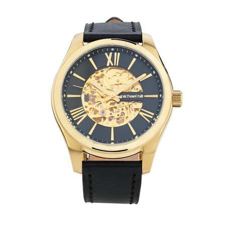 Men's Watch in Gold Tone Stainless Steel and Leather Men's Watch in Gold Tone Stainless Steel and Leather