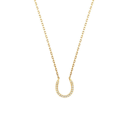 Horseshoe Pendant With Diamonds In 10ct Yellow Gold Horseshoe Pendant With Diamonds In 10ct Yellow Gold