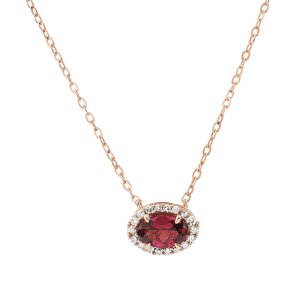 Rose gold garnet necklace clearance
