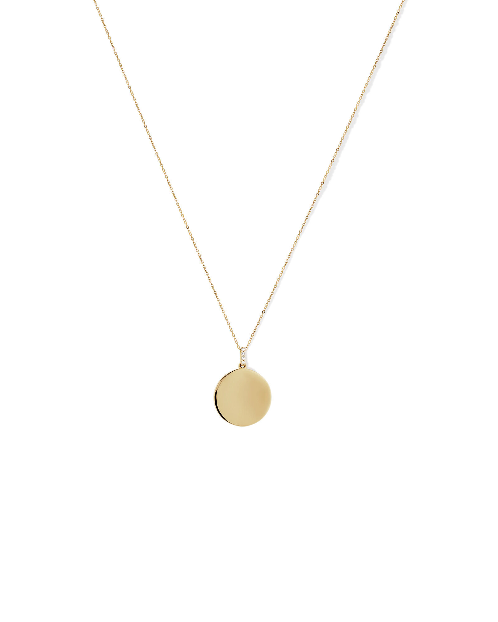 Diamond Accent Engravable Circle Pendant in 10kt Yellow Gold