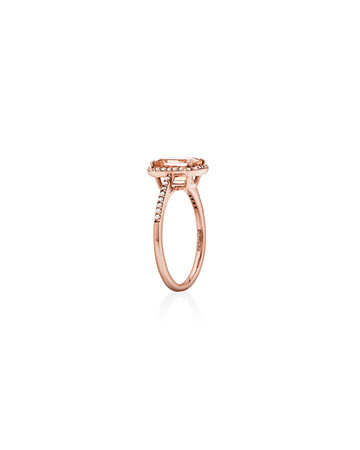 Halo Ring with Morganite & 0.22 Carat TW of Diamonds in 10kt Rose Gold Halo Ring with Morganite & 0.22 Carat TW of Diamonds in 10kt Rose Gold