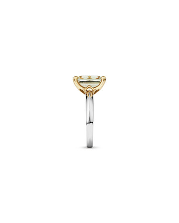 Ring with Green Amethyst in Sterling Silver & 10kt Yellow Gold Ring with Green Amethyst in Sterling Silver & 10kt Yellow Gold