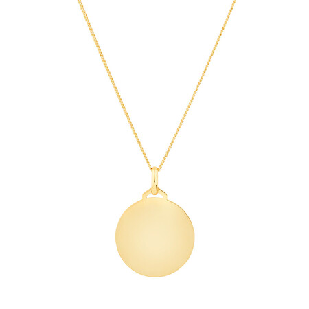 Engravable Disc Pendant In 10kt Yellow Gold Engravable Disc Pendant In 10kt Yellow Gold