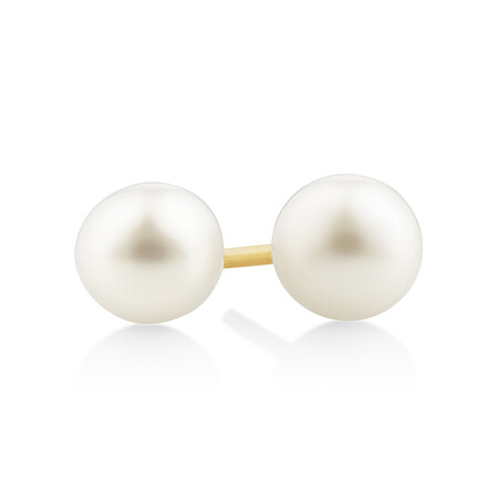Stud Earrings with 4mm Round Cultured Freshwater Pearl in 10kt Yellow Gold Stud Earrings with 4mm Round Cultured Freshwater Pearl in 10kt Yellow Gold