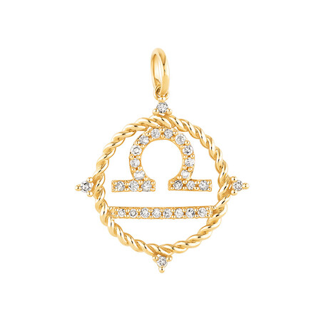 Libra Zodiac Pendant with 0.20 Carat TW of Diamonds in 10kt Yellow Gold Libra Zodiac Pendant with 0.20 Carat TW of Diamonds in 10kt Yellow Gold