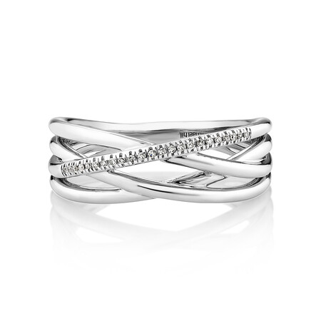 Crossover Wrap Ring with Diamonds in Sterling Silver Crossover Wrap Ring with Diamonds in Sterling Silver