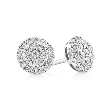 Cluster Earrings with 0.50 Carat TW of Diamonds in 10kt White Gold Cluster Earrings with 0.50 Carat TW of Diamonds in 10kt White Gold