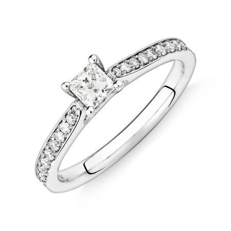 Solitaire Engagement Ring With 1/2 Carat TW of Diamonds In 14kt White Gold Solitaire Engagement Ring With 1/2 Carat TW of Diamonds In 14kt White Gold