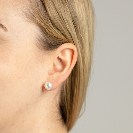 Stud Earrings with Cultured Freshwater Pearls & Cubic Zirconia in Sterling Silver Stud Earrings with Cultured Freshwater Pearls & Cubic Zirconia in Sterling Silver