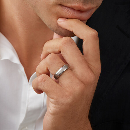 Men's Ring in Grey Sapphire Tungsten Men's Ring in Grey Sapphire Tungsten
