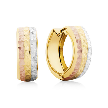 Hoop Earrings in 10ct Yellow, White & Rose Gold Hoop Earrings in 10ct Yellow, White & Rose Gold
