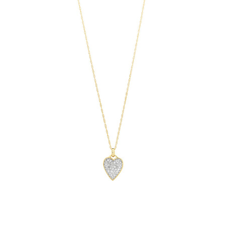 Heart Pave Pendant with 0.17 Carat TW of Diamonds in 10ct Yellow Gold Heart Pave Pendant with 0.17 Carat TW of Diamonds in 10ct Yellow Gold