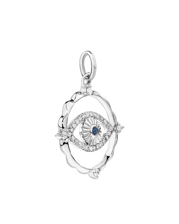 Evil Eye Talisman Pendant with Sapphire & 0.10 Carat TW of Diamonds in Sterling Silver Evil Eye Talisman Pendant with Sapphire & 0.10 Carat TW of Diamonds in Sterling Silver