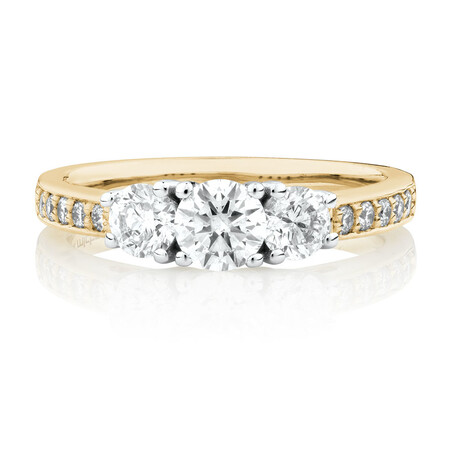 Three Stone Engagement Ring with 1 Carat TW of Diamonds in 14kt Yellow/White Gold Three Stone Engagement Ring with 1 Carat TW of Diamonds in 14kt Yellow/White Gold