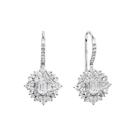 Fancy Drop Earrings with 1.49 Carat TW of Diamonds in 10kt White Gold Fancy Drop Earrings with 1.49 Carat TW of Diamonds in 10kt White Gold