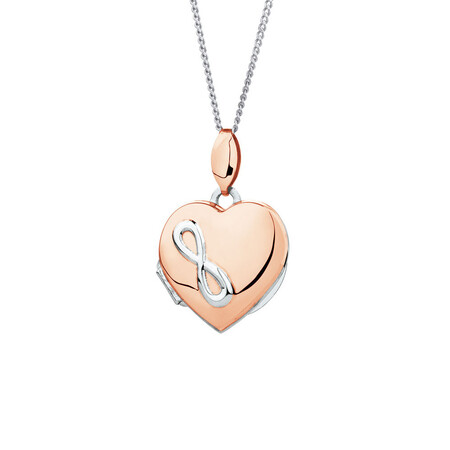 Heart Infinity Locket in 10ct Rose Gold & Sterling Silver Heart Infinity Locket in 10ct Rose Gold & Sterling Silver